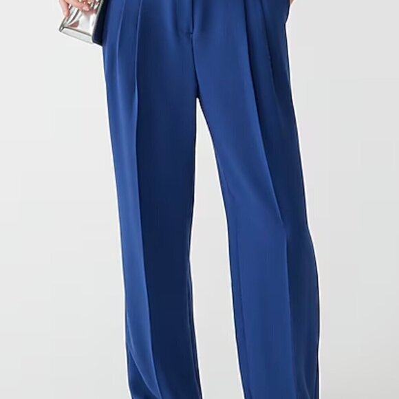 J. Crew Wide-leg essential pant in city crepe in Mediterranean Navy Size 12 NWT - Picture 7 of 7